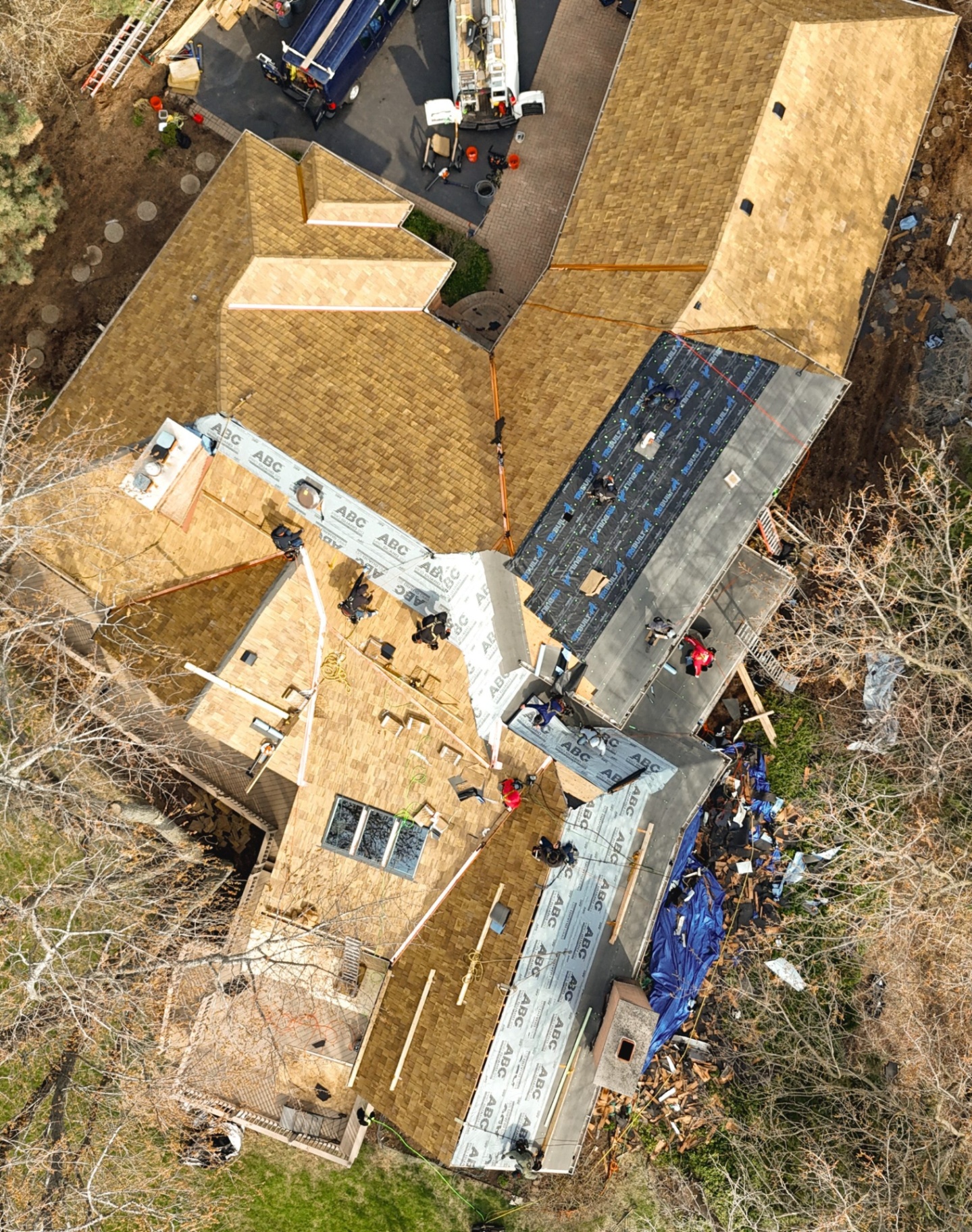 Composite roofing install in progress