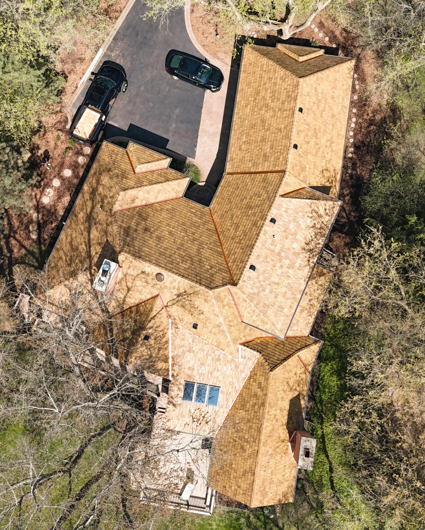 Full aerial view of luxury composite roof