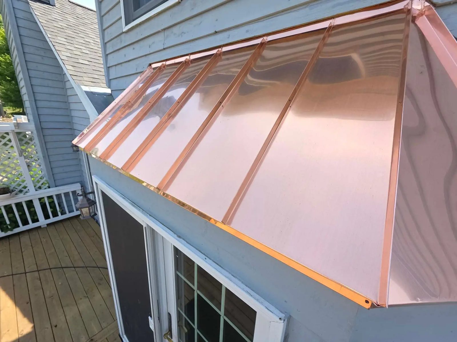 Roofing, copper chimney cap and copper awning — photo 2